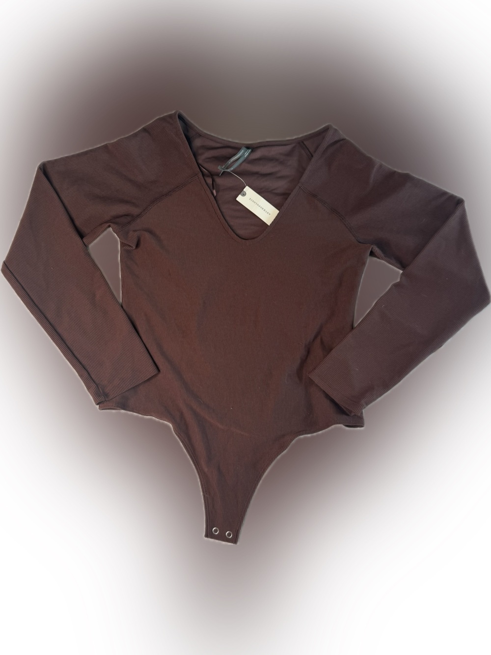 Anthropologie Long Sleeve V-Neck Burgundy Bodysuit NWT Medium